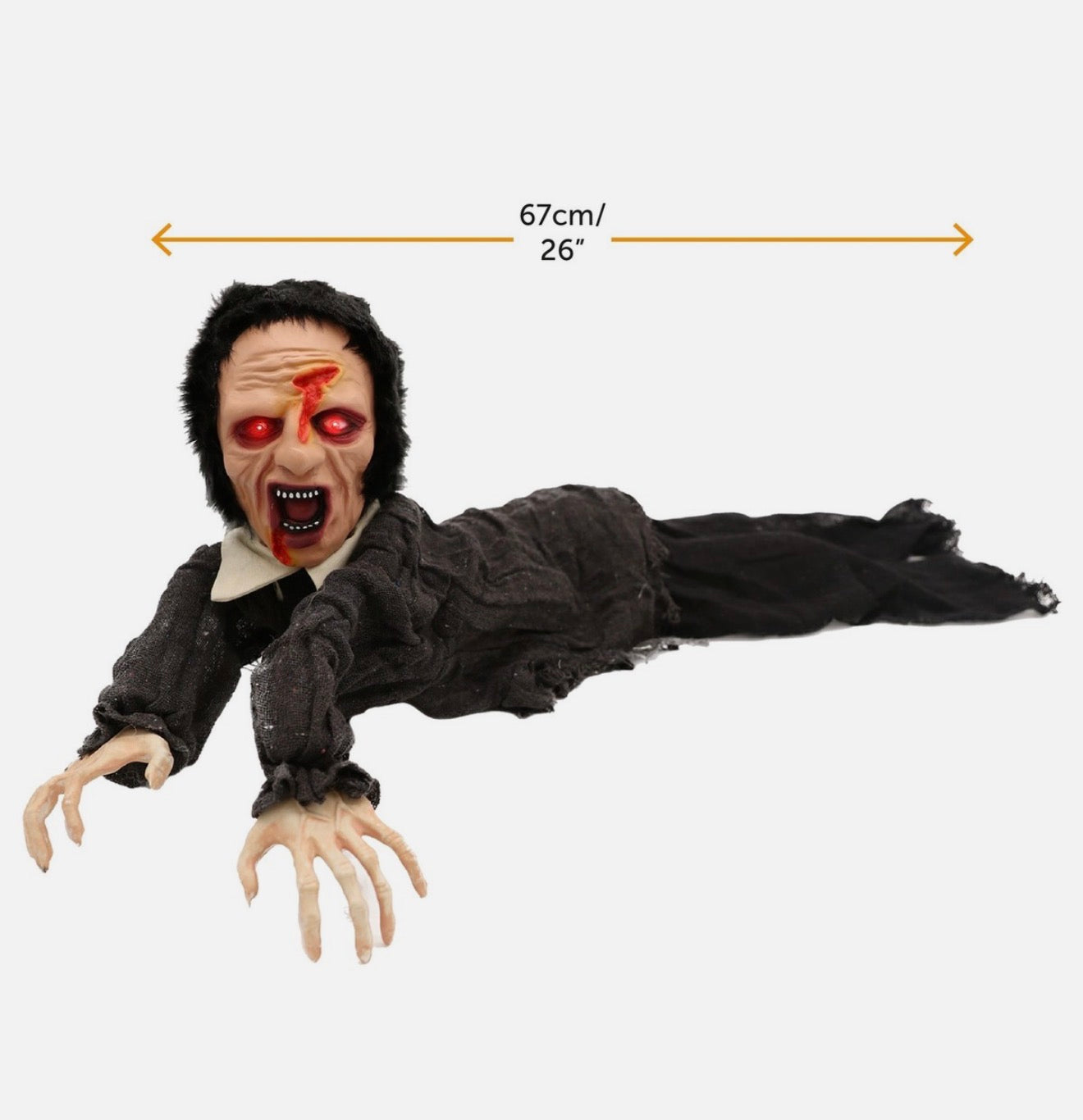 Crawling Zombie Light up Moving With Sound Halloween Decoration Party Prop Decor