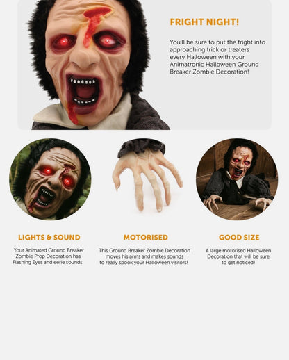 Crawling Zombie Light up Moving With Sound Halloween Decoration Party Prop Decor