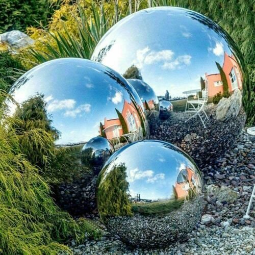 6x Steel Silver Mirror Sphere Hollow Gazing Ball Home Garden