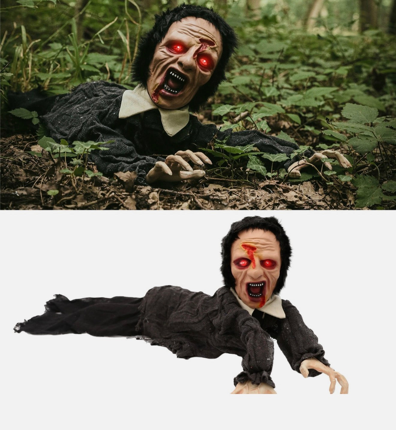 Crawling Zombie Light up Moving With Sound Halloween Decoration Party Prop Decor